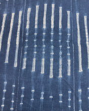 Load image into Gallery viewer, Bennison Onikoko Indigo Mudcloth Stripe Linen Upholstery Drapery Fabric WHS 5108