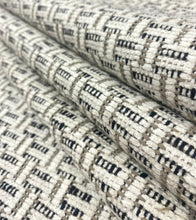 Load image into Gallery viewer, 1.6 Yard Designer Water Stain Resistant Cream Black Taupe Geometric Chenille Upholstery Fabric STA 5199