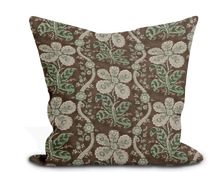 Load image into Gallery viewer, Custom Pillow Cover in Floral Thibaut St. Gilles in Brown - One Side