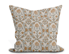 Load image into Gallery viewer, Custom Pillow Cover in Floral Thibaut Paloma in Gold - One Side