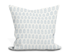 Load image into Gallery viewer, Custom Pillow Cover in Floral Thibaut Chloe in Blue on White - One Side