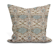 Load image into Gallery viewer, Custom Pillow Cover in Floral Thibaut Cecilia in Gold and Sage - One Side