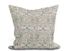 Load image into Gallery viewer, Custom Pillow Cover in Floral Thibaut Cecilia in Green and Beige - One Side