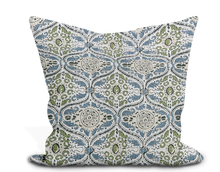 Load image into Gallery viewer, Custom Pillow Cover in Floral Thibaut Cecilia in Blue and Green - One Side