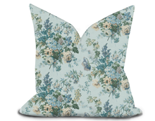 Load image into Gallery viewer, Custom Pillow Cover in Floral Botanical Thibaut Garden Club in Blue - One Side