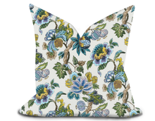 Load image into Gallery viewer, Custom Pillow Cover in Floral Botanical Thibaut Stockbridge in Lavender and Blue - One Side