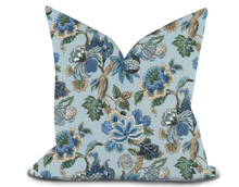 Load image into Gallery viewer, Custom Pillow Cover in Floral Botanical Thibaut Stockbridge in Blue - One Side