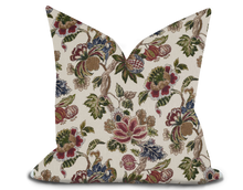 Load image into Gallery viewer, Custom Pillow Cover in Floral Botanical Thibaut Stockbridge Apricot and Slate - One Side