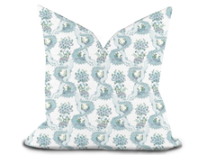 Load image into Gallery viewer, Custom Pillow Cover in Floral Botanical Thibaut Antoinette in Blue and Plum - One Side