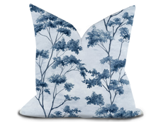 Load image into Gallery viewer, Custom Pillow Cover in Floral Botanical Thibaut Dalton in Blue and White - One Side
