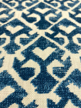 Load image into Gallery viewer, Carolina Irving Tamar on Natural Indigo Navy Blue Cream Linen Upholstery Drapery Fabric STA 5118