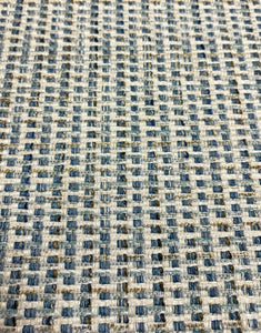 Designer Heavy Duty Water Stain Resistant Teal Blue Brown Cream Tweed Upholstery Fabric STA 5133