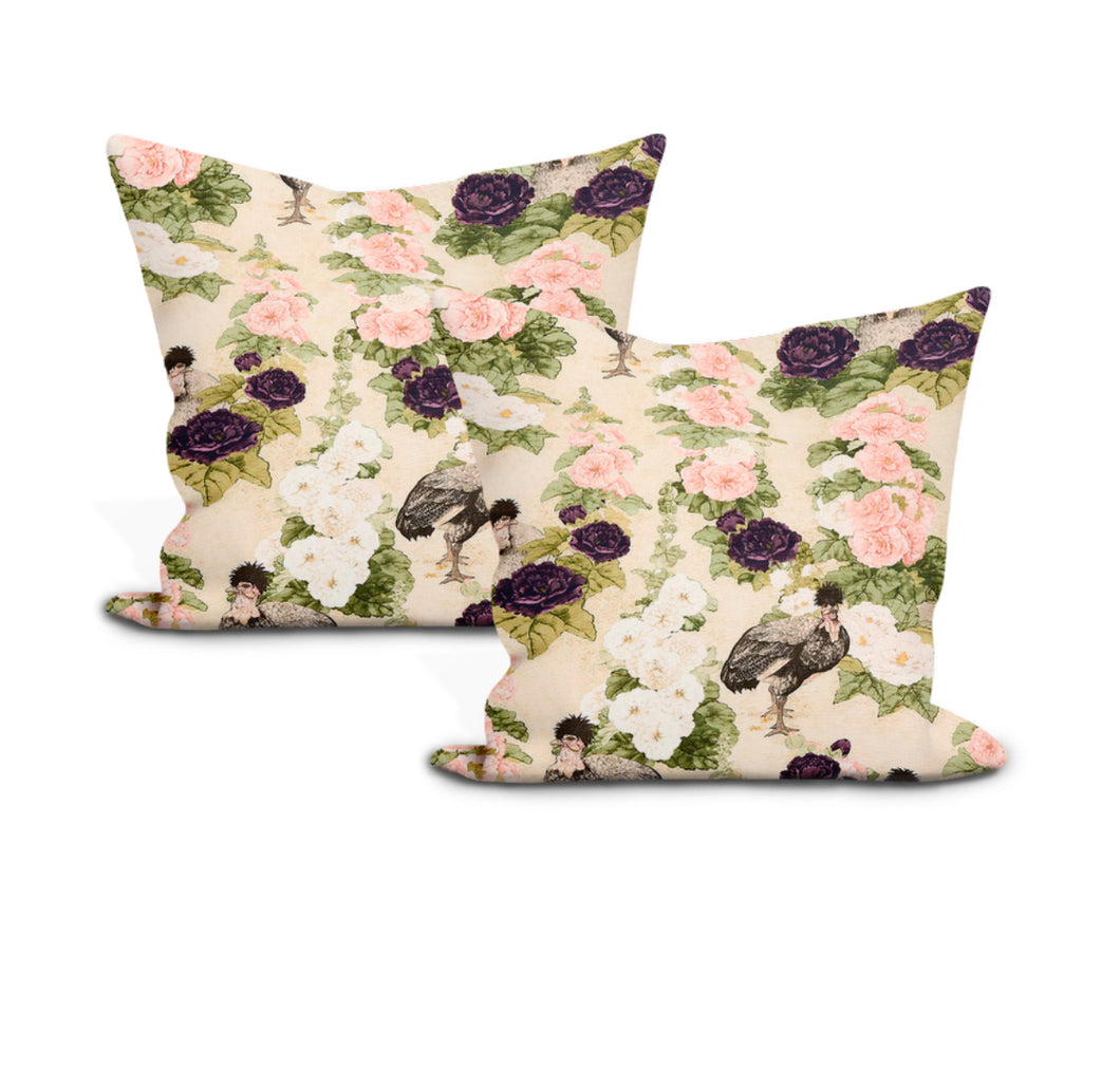 Schumacher lady hollyhock pillow cover