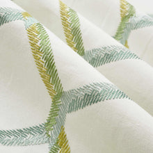 Load image into Gallery viewer, Cotton Cream Lime Green Chartreuse Embroidered Geometric Drapery Fabric FB