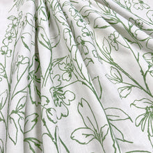 Load image into Gallery viewer, Ivory Lime Green Floral Embroidered Drapery Fabric MGF