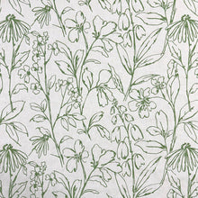 Load image into Gallery viewer, Ivory Lime Green Floral Embroidered Drapery Fabric MGF