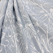Load image into Gallery viewer, White Blue Floral Embroidered Drapery Fabric MGF