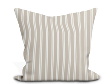 Load image into Gallery viewer, Custom Pillow Cover in Floral Thibaut Payton Stripe in Beige - One Side