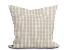 Load image into Gallery viewer, Custom Pillow Cover in Floral Thibaut Payton Check in Beige - One Side
