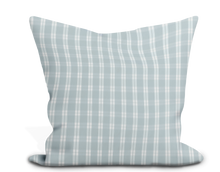 Load image into Gallery viewer, Custom Pillow Cover in Floral Thibaut Payton Check in Spa Blue - One Side