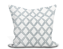 Load image into Gallery viewer, Custom Pillow Cover in Floral Thibaut Halifax Embroidery in Blue and White - One Side
