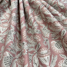 Load image into Gallery viewer, Linen Blend Mauve Floral Upholstery Drapery Fabric MGF
