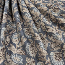 Load image into Gallery viewer, Linen Blend Blue Seafoam Teal Floral Upholstery Drapery Fabric MGF