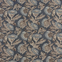 Load image into Gallery viewer, Linen Blend Blue Seafoam Teal Floral Upholstery Drapery Fabric MGF