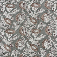 Load image into Gallery viewer, Linen Blend Sage Green Brown Beige Floral Upholstery Drapery Fabric MGF