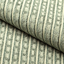 Load image into Gallery viewer, Seafoam Green Stripe Chenille Upholstery Fabric / Rainforest
