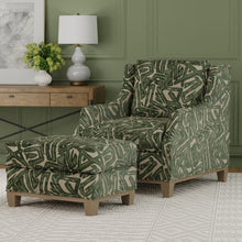 Load image into Gallery viewer, Green Beige Abstract Cut Velvet Upholstery Fabric / Eucalyptus