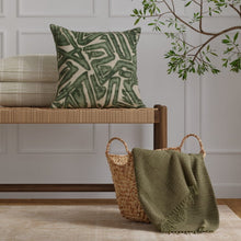 Load image into Gallery viewer, Green Beige Abstract Cut Velvet Upholstery Fabric / Eucalyptus