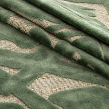 Load image into Gallery viewer, Green Beige Abstract Cut Velvet Upholstery Fabric / Eucalyptus