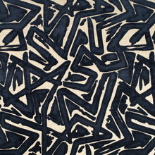 Load image into Gallery viewer, Navy Blue Beige Abstract Cut Velvet Upholstery Fabric / Indigo