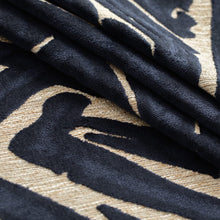 Load image into Gallery viewer, Navy Blue Beige Abstract Cut Velvet Upholstery Fabric / Indigo