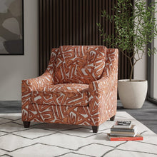 Load image into Gallery viewer, Rusty Red Orange Taupe Abstract Geometric Cut Velvet Upholstery Fabric