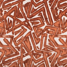 Load image into Gallery viewer, Rusty Red Orange Taupe Abstract Geometric Cut Velvet Upholstery Fabric