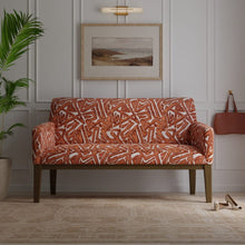 Load image into Gallery viewer, Rusty Red Orange Taupe Abstract Geometric Cut Velvet Upholstery Fabric