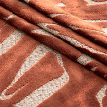 Load image into Gallery viewer, Rusty Red Orange Taupe Abstract Geometric Cut Velvet Upholstery Fabric