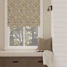 Load image into Gallery viewer, Sky Blue Grey Cream Ikat Medallion Upholstery Drapery Fabric