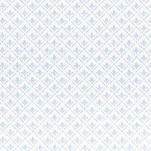 Load image into Gallery viewer, Cotton Aqua Blue White Small Scale Diamond Floral Upholstery Drapery Fabric