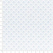 Load image into Gallery viewer, Cotton Aqua Blue White Small Scale Diamond Floral Upholstery Drapery Fabric