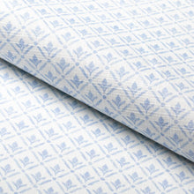 Load image into Gallery viewer, Cotton Aqua Blue White Small Scale Diamond Floral Upholstery Drapery Fabric