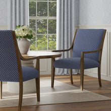 Load image into Gallery viewer, Cotton Navy Blue White Small Scale Diamond Floral Upholstery Drapery Fabric