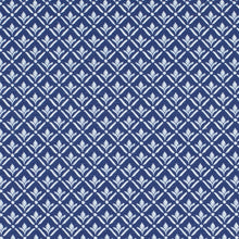 Load image into Gallery viewer, Cotton Navy Blue White Small Scale Diamond Floral Upholstery Drapery Fabric