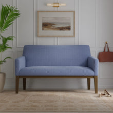 Load image into Gallery viewer, Cotton Navy Blue White Small Scale Diamond Floral Upholstery Drapery Fabric