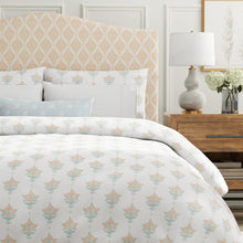 Load image into Gallery viewer, Cotton White Coral Teal Blue Floral Chintz Upholstery Drapery Fabric