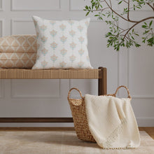 Load image into Gallery viewer, Cotton White Coral Teal Blue Floral Chintz Upholstery Drapery Fabric