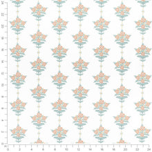 Load image into Gallery viewer, Cotton White Coral Teal Blue Floral Chintz Upholstery Drapery Fabric
