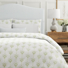 Load image into Gallery viewer, Cotton White Green Blue Floral Chintz Upholstery Drapery Fabric